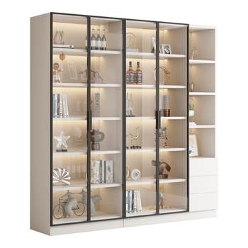 Bookcases, home living room with glass doors, bookshelf, storage integrated display cabinet, light luxury custom wine cabinet storage rack