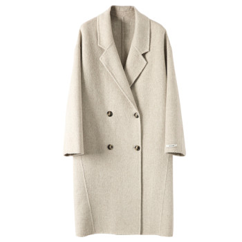 灰色羊绒大衣女2024秋冬新款韩系中长款双面呢高级感加厚毛呢外套