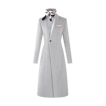 Solid color simple wool coat business wear commuting
