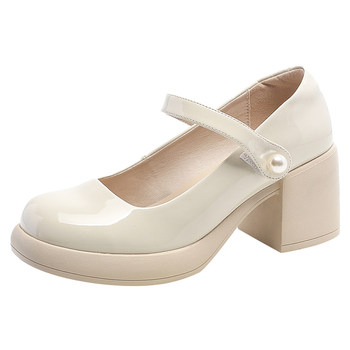 Dadong women's singles shoes thick heel heightened one-strip women's singles shoes