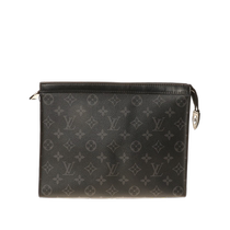 (Self-operated) Second-hand 95 new LV Louis Vuitton black presbyopic canvas and leather medium mens clutch bag