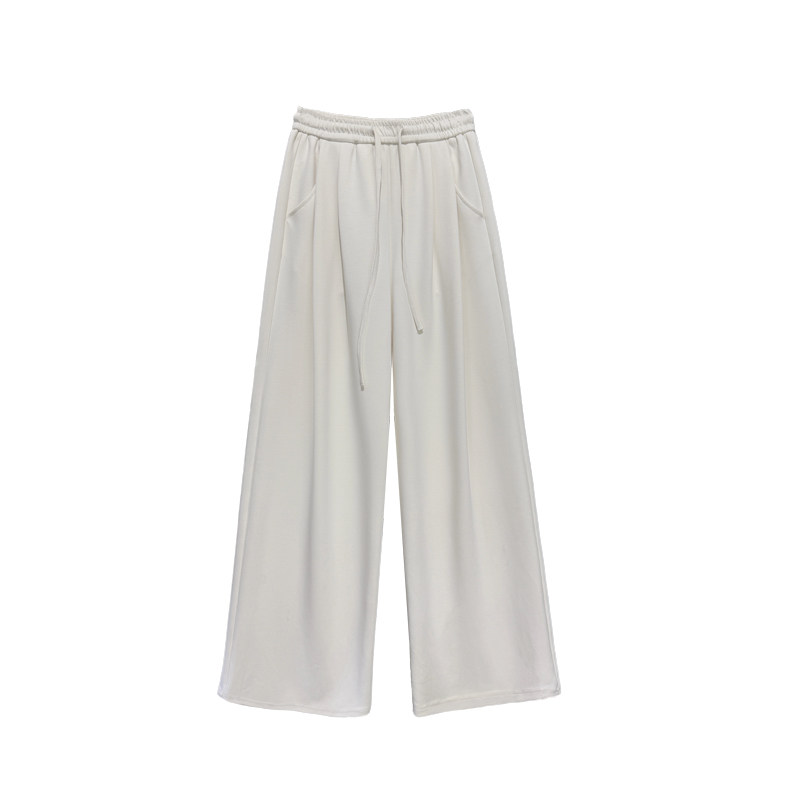 White cloud-like air-layer wide-leg pants for women 2026 spring and autumn high-waisted elastic straight-leg pants with drapey slimming casual pants