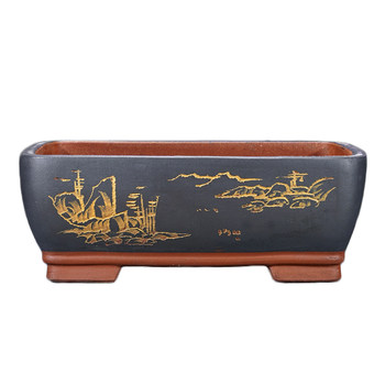 Rectangular purple sand pot ceramic indoor plant