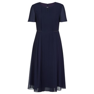 【精简通勤】NAERSI/娜尔思气质优雅短袖连衣裙女中长款圆领A字裙