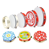 Tambourine Kindergarten teacher uses dance rattle to perform percussion instrument Orff children students grade exam clapping drum