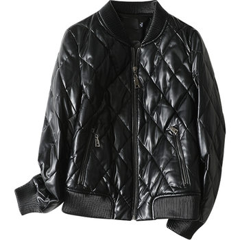 Haining leather jacket short large size korean style casual small man