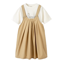 (Same style in the mall) Balabala Childrens Clothing Girls Dress 2024 New Summer Clothes Older Childrens Two-piece Set Western Style