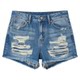 ໂສ້ງຂາສັ້ນ denim ແອວສູງ