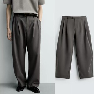 2026春夏新品男装宽松垂性打褶细节装饰休闲直筒长裤 5070800 700