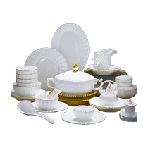 Yunzhihe underglaze color pure white Zen high-end bone china tableware set dish set home gift housewarming gift box