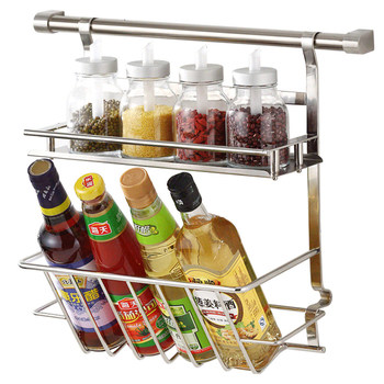 Wall-mounted 304 stainless steel hole-free kitchen storage rack