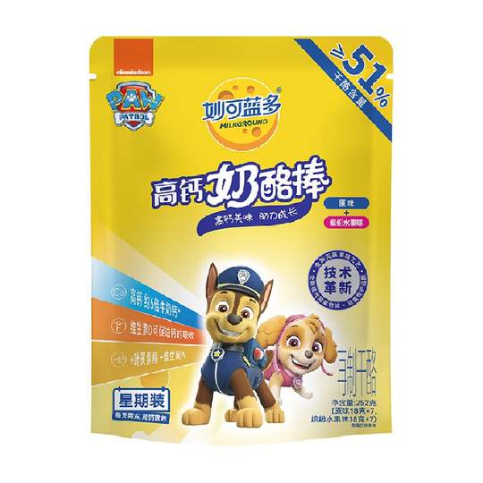 妙可蓝多汪汪队高钙常温奶酪棒原味水果味混合星期装儿童零食