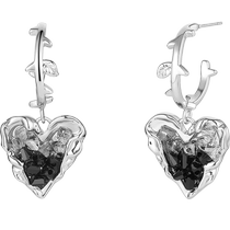 DODOGOGO black retro love earrings for women 2024 new niche design high-end earrings unique earrings