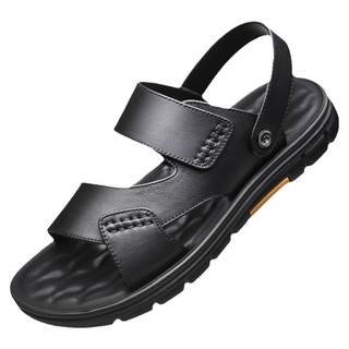 老人头凉鞋男2025夏季新款真皮休闲沙滩鞋大码软底防滑两用凉拖鞋