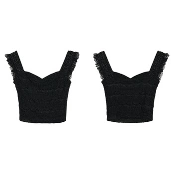 Neva hu ກົດລະບຽບການຈັບຕາ lace camisole ດ້ານເທິງຂອງແມ່ຍິງສັ້ນ slim fit niche chic sleeveless top