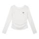 PSO Brand Women's stretch knit embroidered puppy bateau neck smocked long-sleeved T-shirt with base layer top