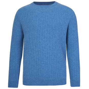 Pipi dog round neck cable men's pure cashmere sweater