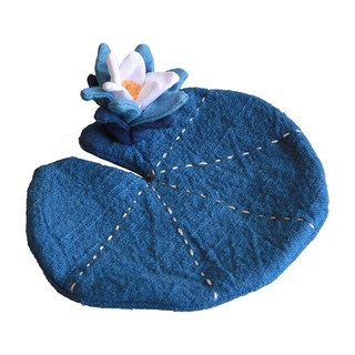 Blue lotus fabric tea mat coaster bu ming tang