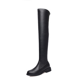 Stretchy non-falling over-the-knee flat boots