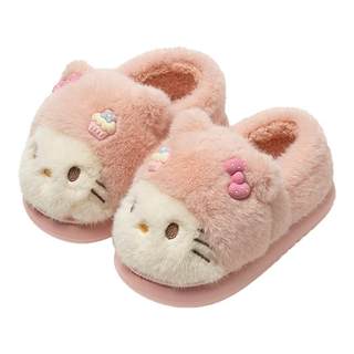 女童小猫咪棉鞋冬新款女孩可爱洋气棉拖包跟宝宝室内保暖毛毛绒鞋