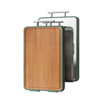 (Self-operated) amercook ebony chopping board antibacterial and mildew-proof household stainless steel double-sided chopping board solid wood chopping board