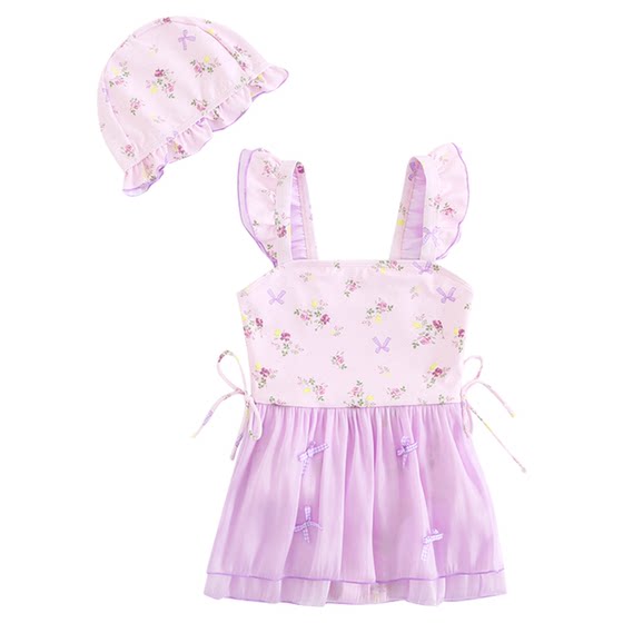 
2025 new Korean style parent-child swimsuit mother and daughter purple ins style princess fashionable one-piece dress girl family outfit