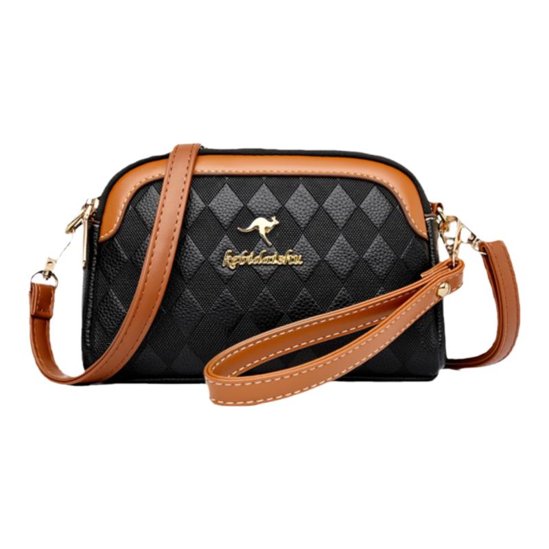 One shoulder crossbody fashionable double layer small genuine leather bag