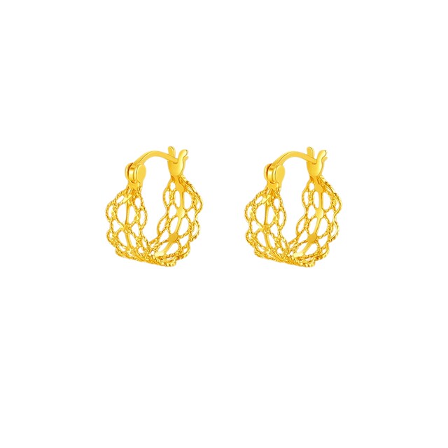 Saturday Fortune Yellow 18K Gold Stud Earrings for Women AU750 Colorful Gold Sweet 520 Gift for Girlfriend