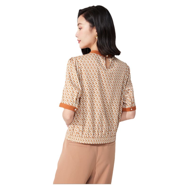 Giovanni slim, simple and versatile short-sleeved mulberry silk