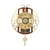 新中式黄铜挂钟万年历客厅摆钟轻奢创意大气钟表挂墙现代装饰时钟