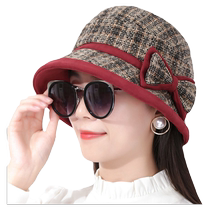 Hat Womens Autumn and Winter Korean Style Casual Western Style Curly Basin Hat British Plaid Fisherman Hat Autumn Fashion Middle-aged Mom Hat