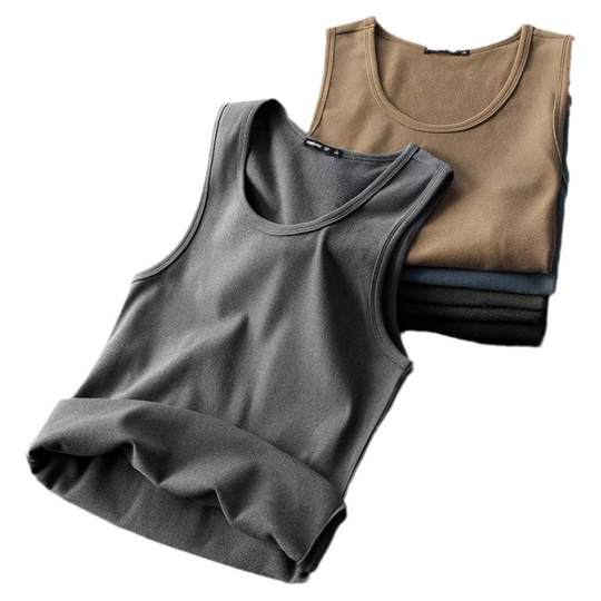 German velvet thermal vest men's inner wear bottoming shirt autumn and winter plus velvet thickened heating vest sleeveless waistcoat new style