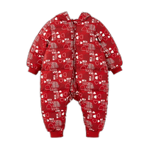 Wei Shi Muni baby one-piece down jacket winter baby super cute warm outdoor hooded romper jacket