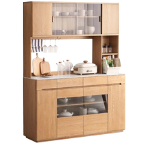 Genji Muyu solid wood sideboard high cabinet white oak kitchen storage cabinet Nordic dining room slate storage cabinet cupboard