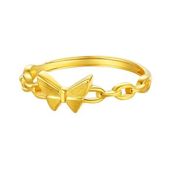 Chow tai sang gold ring women's foot gold 5g butterfly fairy bracelet index finger ring as a birthday gift for girlfriend