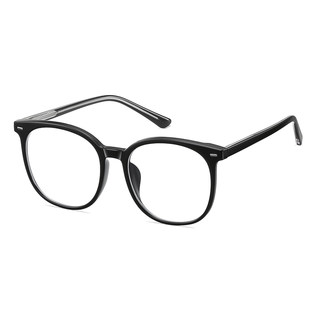 Large-frame korean style black-framed plain glasses make round faces look slimmer