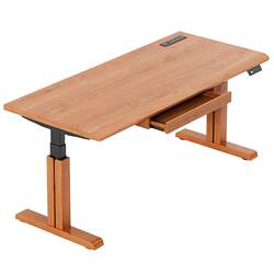 Sanmeng North American Cherry Wood Electric Lift Table Solid Wood Computer Desk Office Desk Home Drawer Desk Workbench