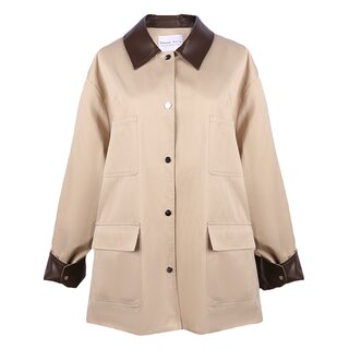 Bane style khaki leather windbreaker