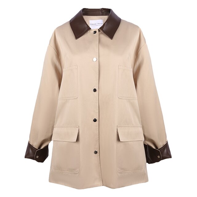 Bane style khaki leather windbreaker