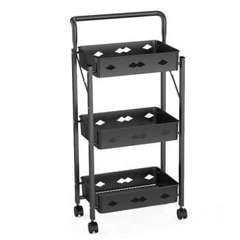 Kitchen storage rack floor-mounted multi-layer foldable household