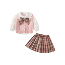 Girls Academy Wind Suit Spring Dress Children Foreign Air Trendy Children Clothes Baby Pleats Jk Three Sets Spring Autumn