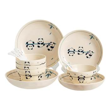 Panda ceramic bowl household new tableware cute high-pretty birthday gift rice bowl plate bowl set gourd bowl