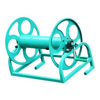 Hand-crank storage rack for agricultural high pressure spraying tubes