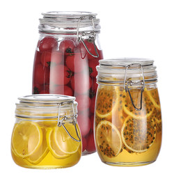 Glass sealed jar, food-grade bottle, honey bottle, wine pickle jar, Laba household small storage jar with lid