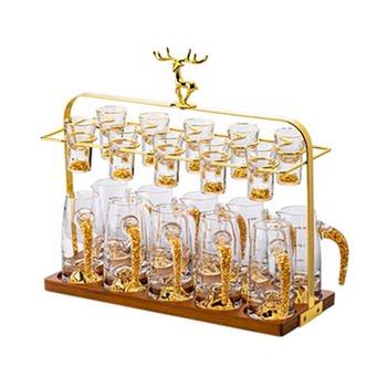High-end crystal light luxury glass white wine cup set household gold foil chinese-style small wine cup wine divider wine set