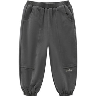 拉比儿童拼接束口裤80g夹棉保暖弹力男女童2025秋冬新款束脚裤子