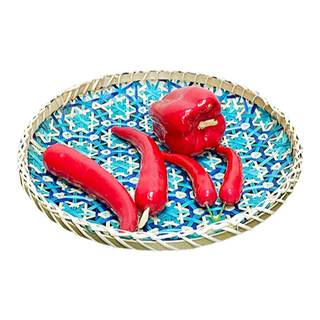 手工竹篮子精编筲箕竹筛竹编水果篮点心托盘家用编织工艺圆形簸箕