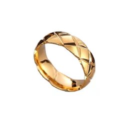 European and American personality Internet celebrity retro rhombus ring Xiaoxiangfeng 18K gold COCO simple high-end non-fading couple