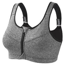 Plus size plus size 250 pounds adjustable front zipper sports bra shockproof no rims vest sports bra ສໍາລັບແມ່ຍິງ