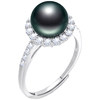 Demi Jewelry Xingmiao 8-9mm Saltwater Tahitian Black Pearl Ring S925 Silver Sunflower Ring for Women